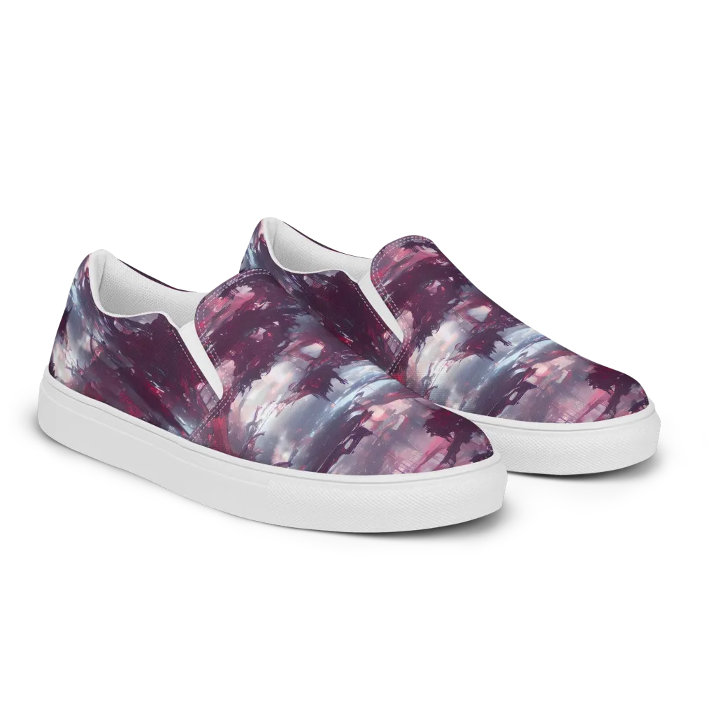 Twilight Fortresses on Men's Slip-On Canvas Shoes — Right Front