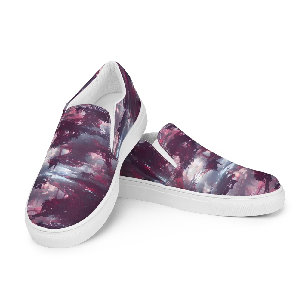 Twilight Fortresses on Men's Slip-On Canvas Shoes — Left Front