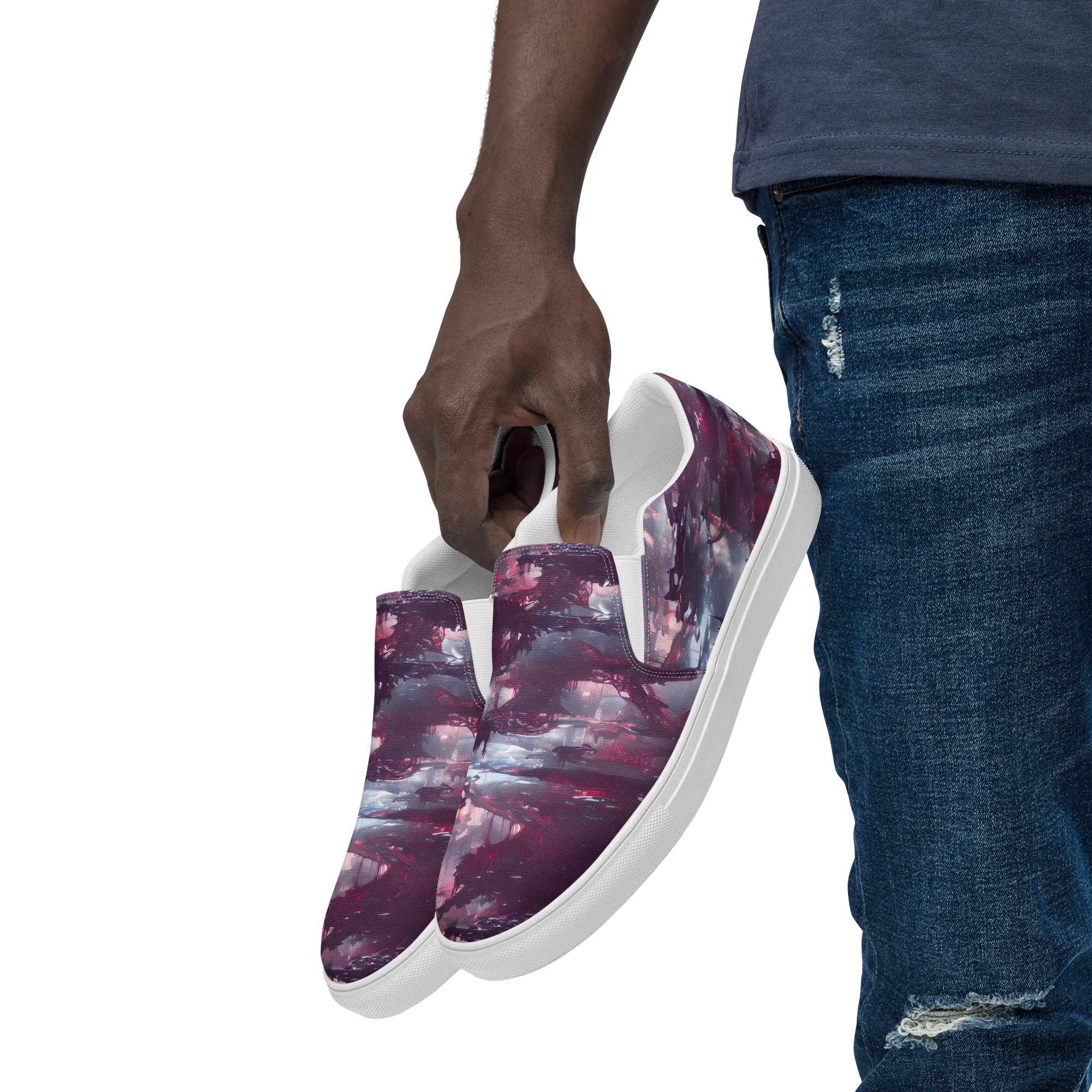 Twilight Fortresses on Men's Slip-On Canvas Shoes — Left Front