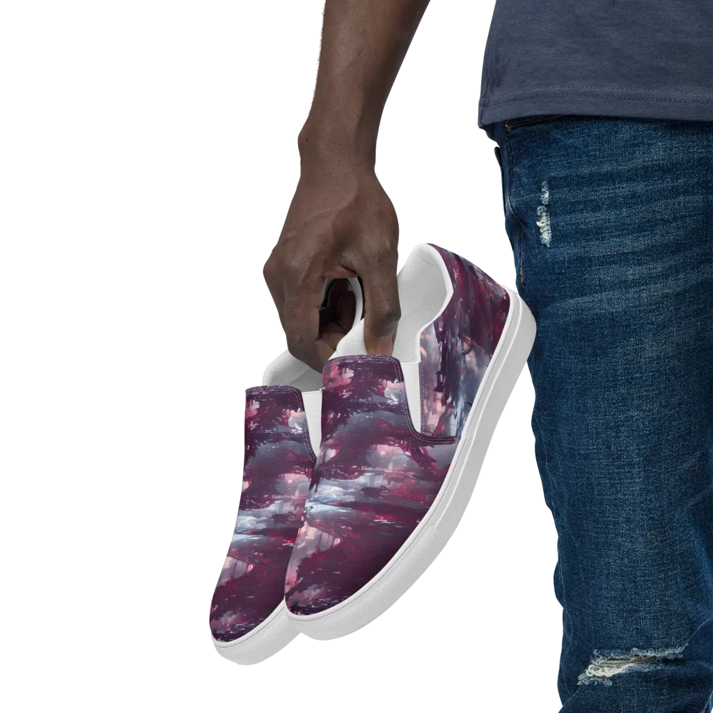 Twilight Fortresses on Men's Slip-On Canvas Shoes — Left Front