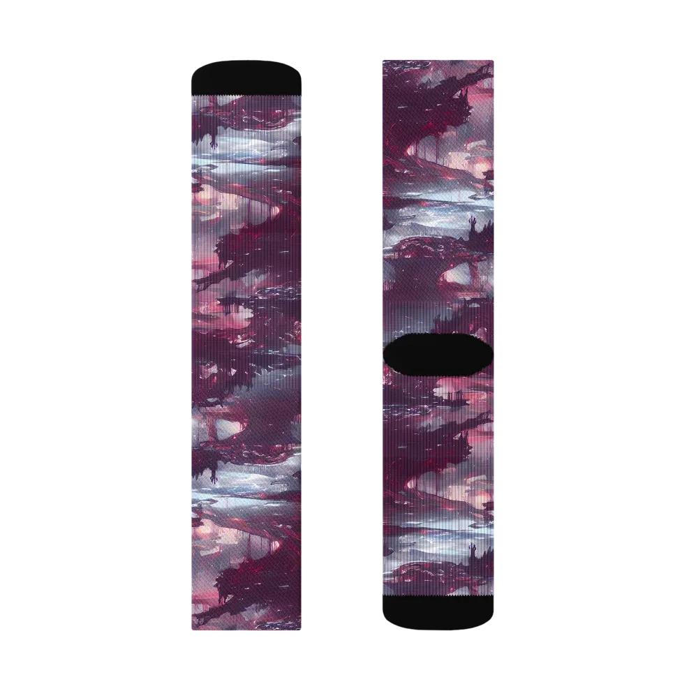Twilight Fortresses on Socks — Right Sock