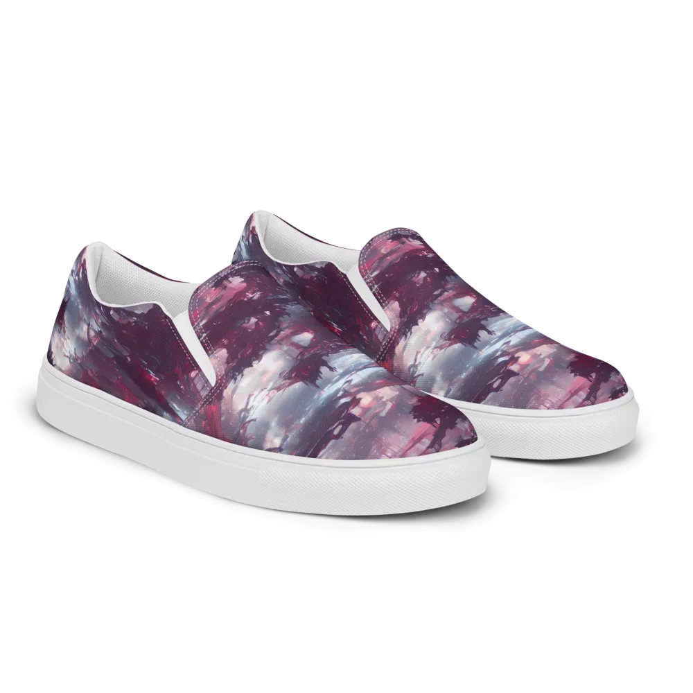 Twilight Fortresses on Women's Slip-On Canvas Shoes — Right Front