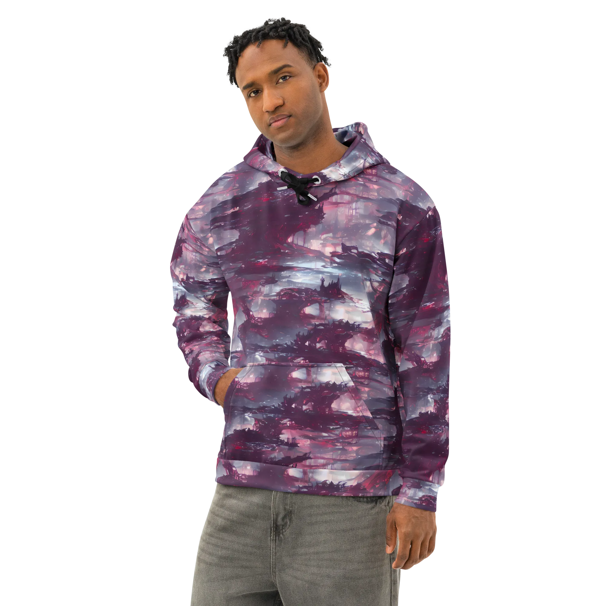 Twilight Fortresses on Cotton Hoodie — Left Front