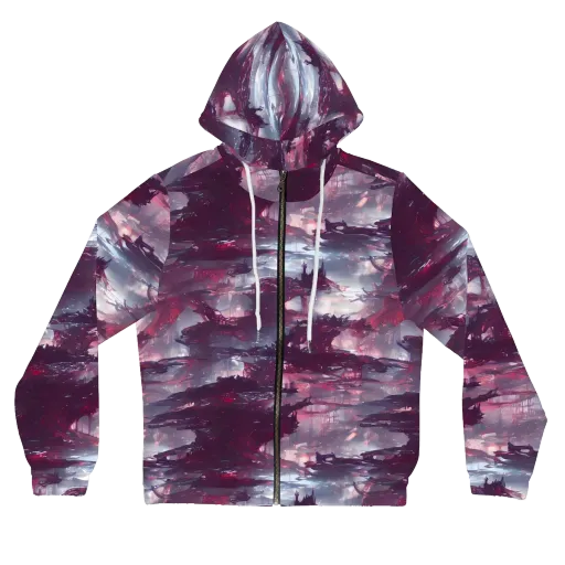 Twilight Fortresses on a Women's Full-Zip Hoodie