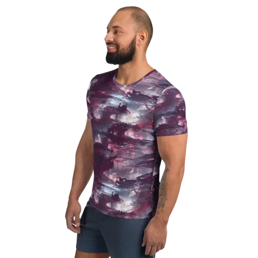 Twilight Fortresses on a Men's Athletic T-Shirt