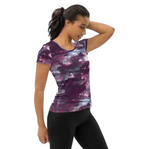 Twilight Fortresses on a Women's Athletic T-Shirt