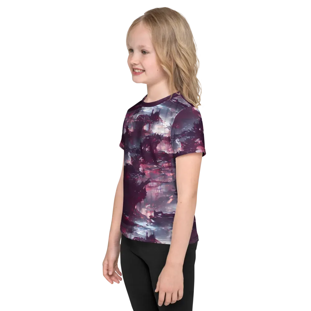 Twilight Fortresses on Kids Crew Neck T-Shirt — Left