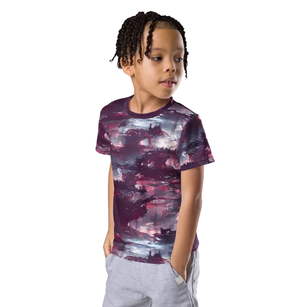 Twilight Fortresses on Kids Crew Neck T-Shirt — Left Front