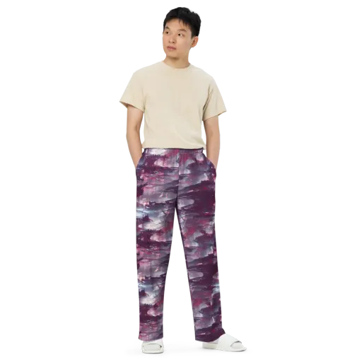 Twilight Fortresses on a Wide-Leg Pants