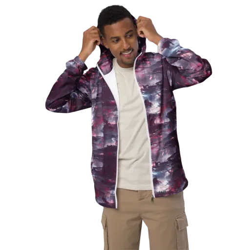 Twilight Fortresses on a Men's Windbreaker