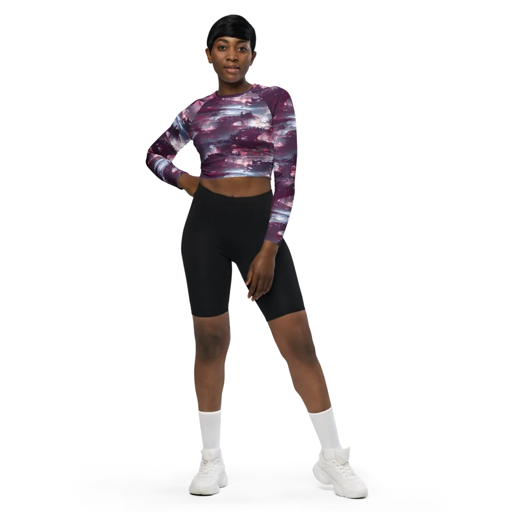 Twilight Fortresses on Long Sleeve Crop Top — Front