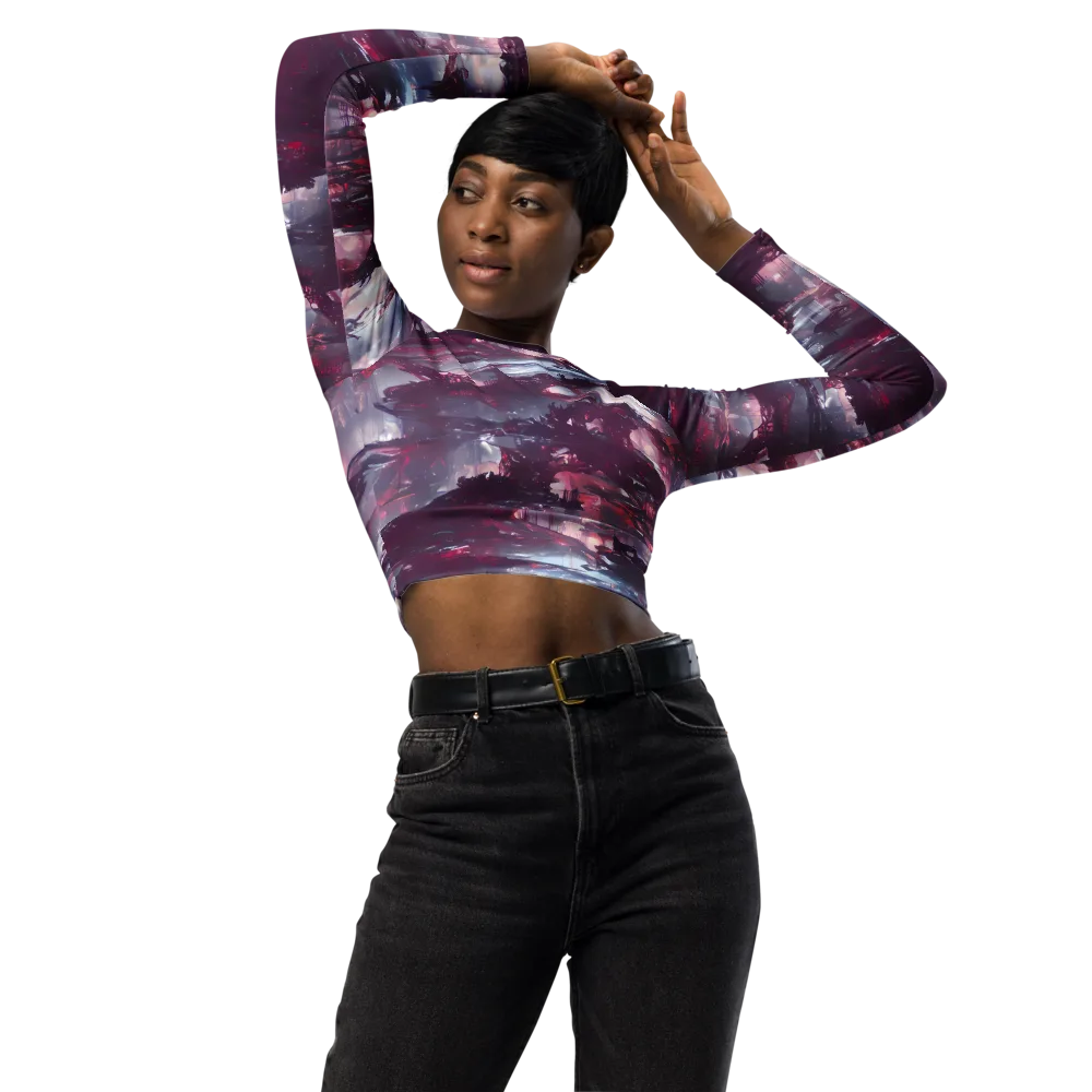 Twilight Fortresses on Long Sleeve Crop Top — Front