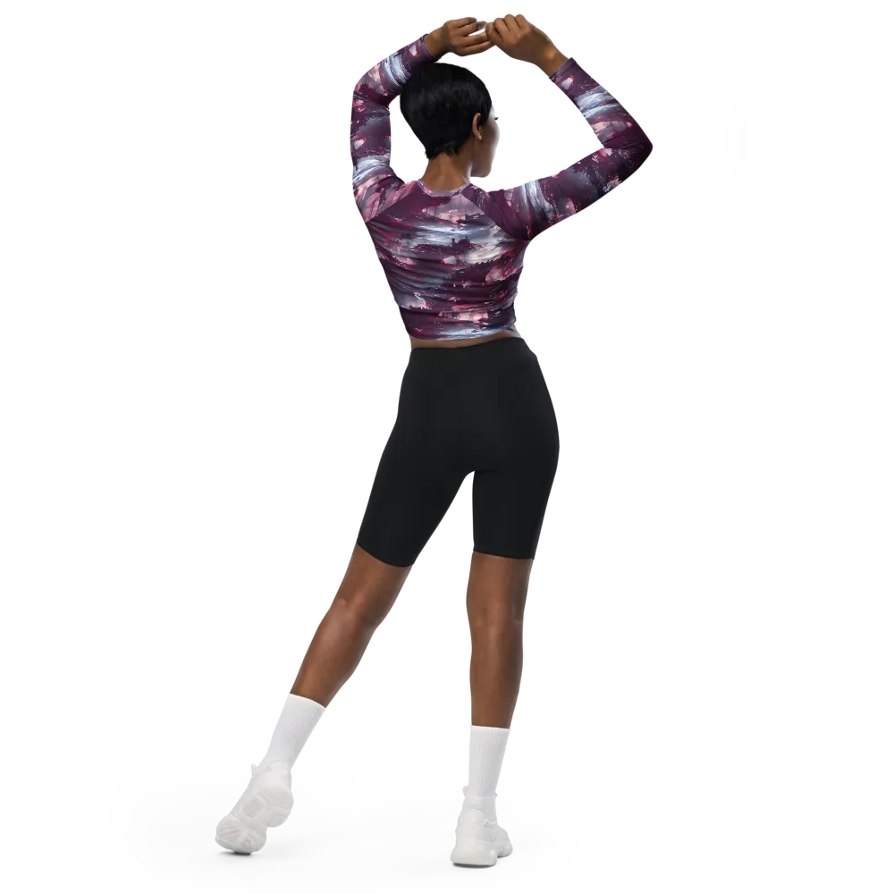 Twilight Fortresses on Long Sleeve Crop Top — Back