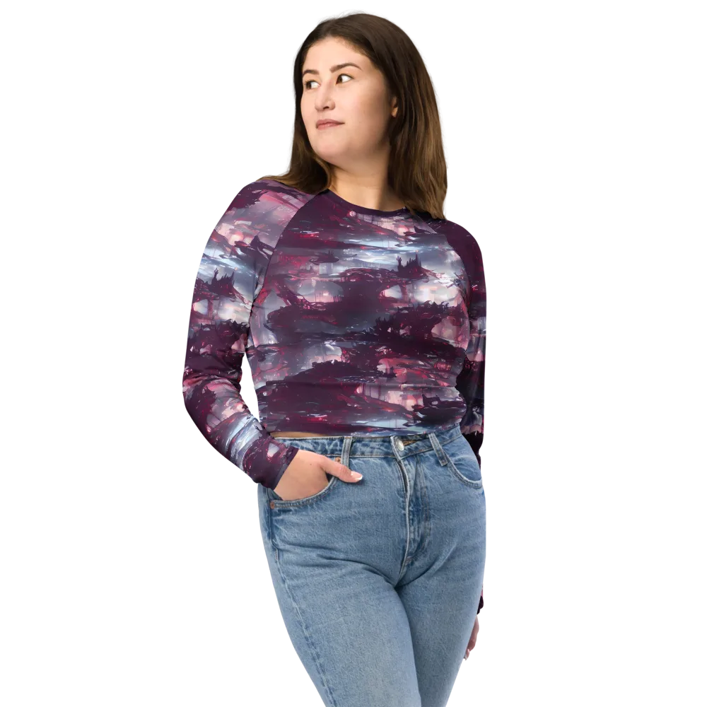 Twilight Fortresses on Long Sleeve Crop Top — Front