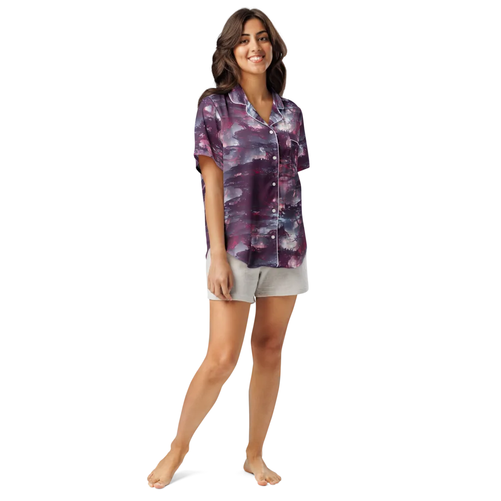 Twilight Fortresses on Women's Short Sleeve Pajama Top — Front