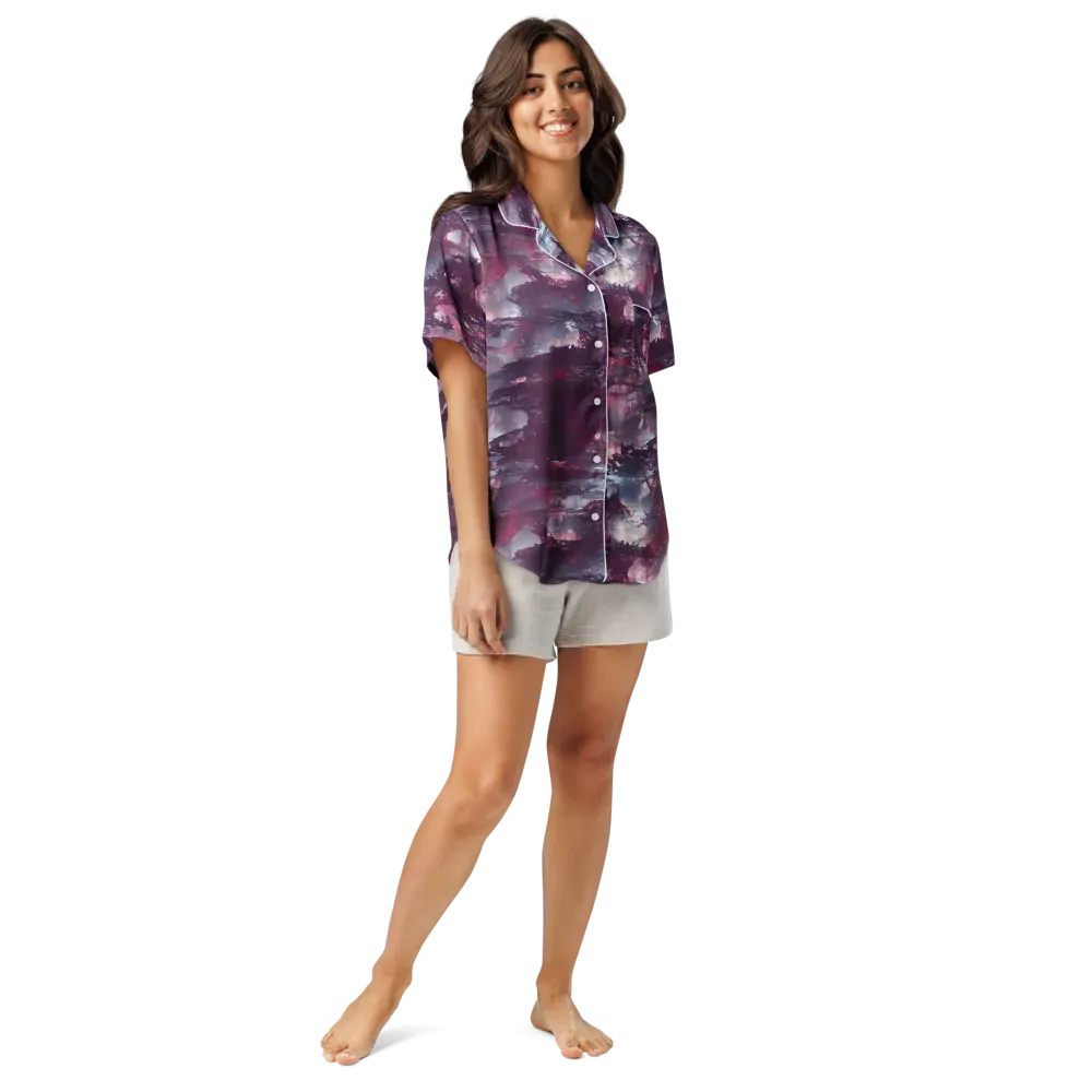 Twilight Fortresses on Women's Short Sleeve Pajama Top — Front