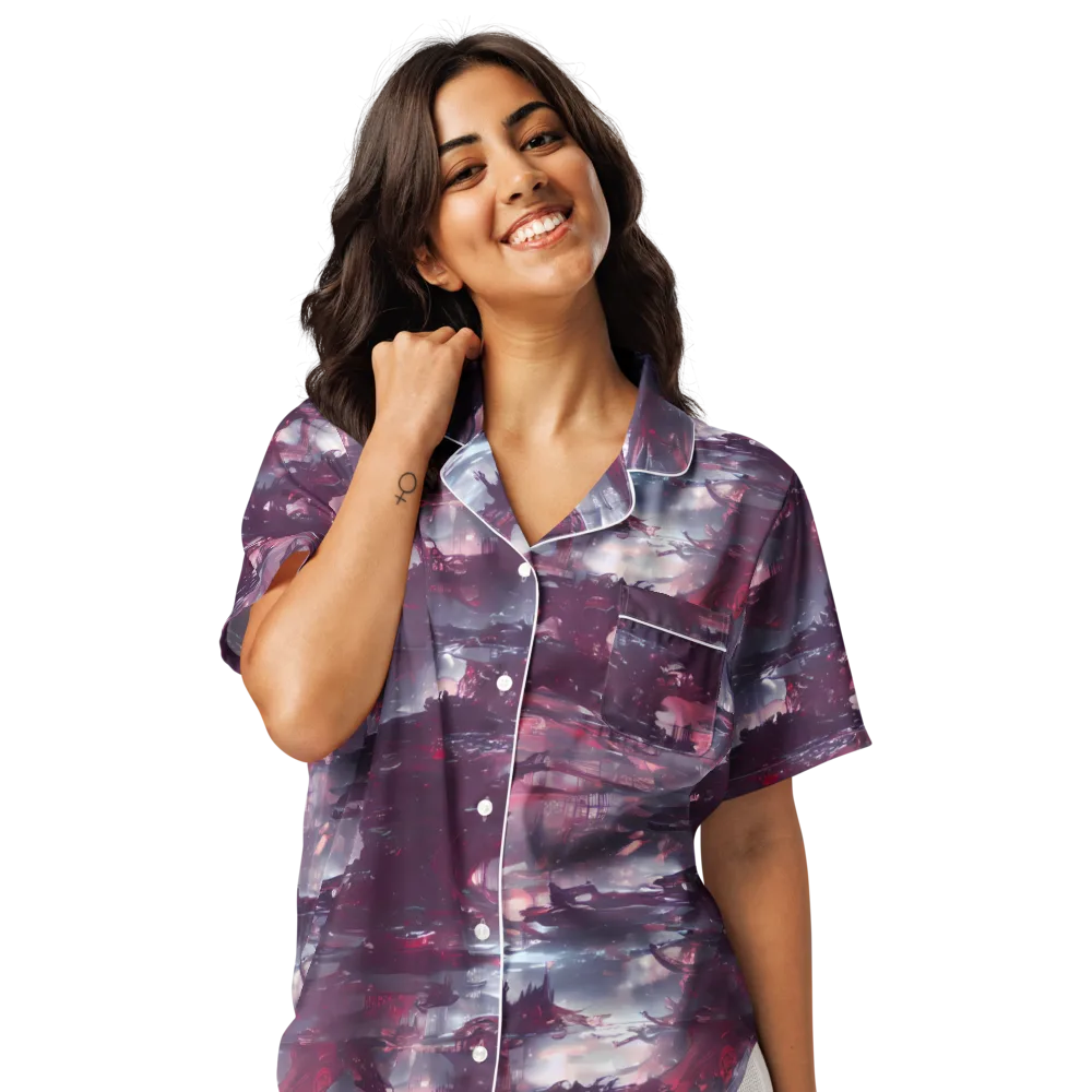 Twilight Fortresses on Women's Short Sleeve Pajama Top — Front