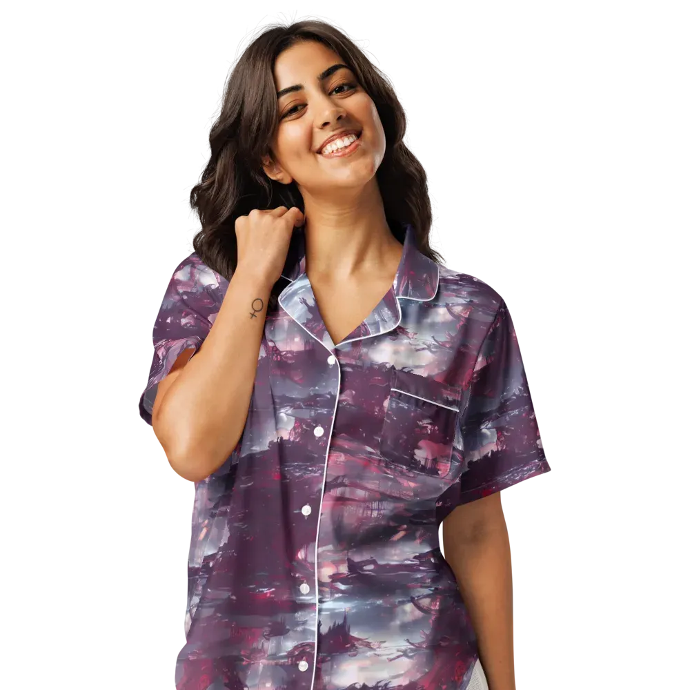 Twilight Fortresses on Women's Short Sleeve Pajama Top — Front