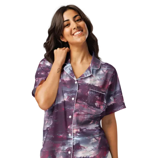 Twilight Fortresses on a Women's Short Sleeve Pajama Top