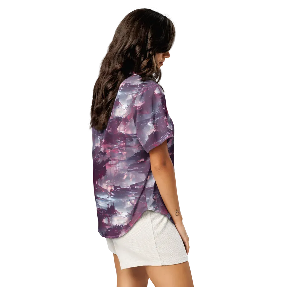 Twilight Fortresses on Women's Short Sleeve Pajama Top — Right Back