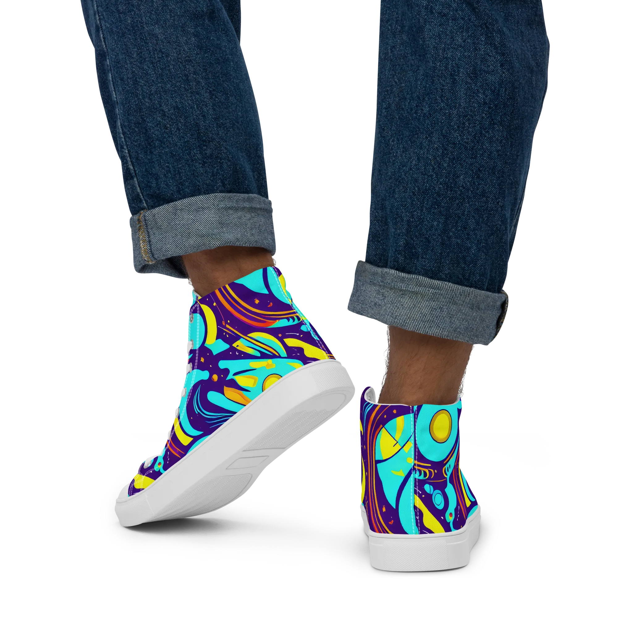 Blasted Bazaar on Men's High Top Canvas Shoes — Back