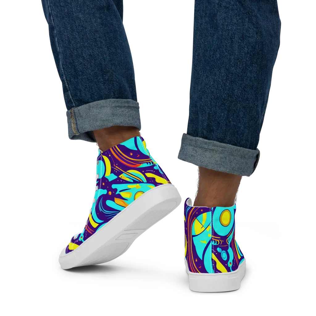 Blasted Bazaar on Men's High Top Canvas Shoes — Back