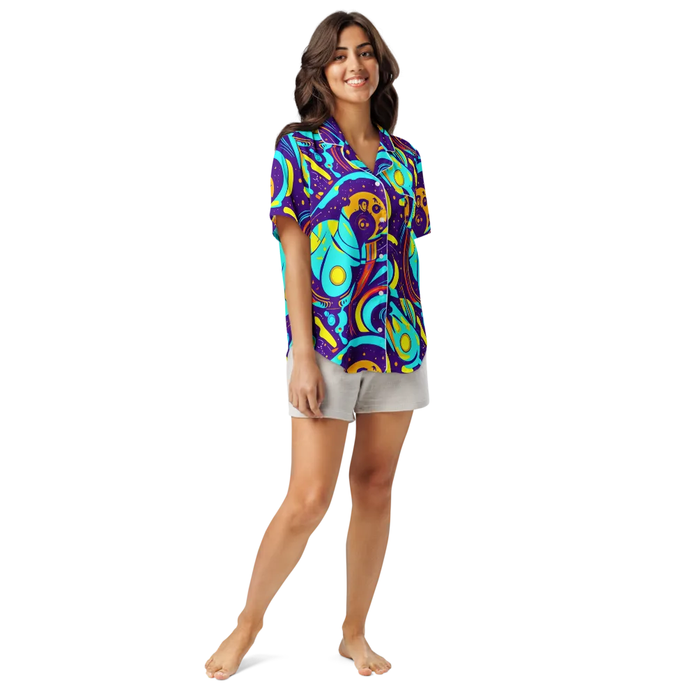 Blasted Bazaar on Women's Short Sleeve Pajama Top — Front