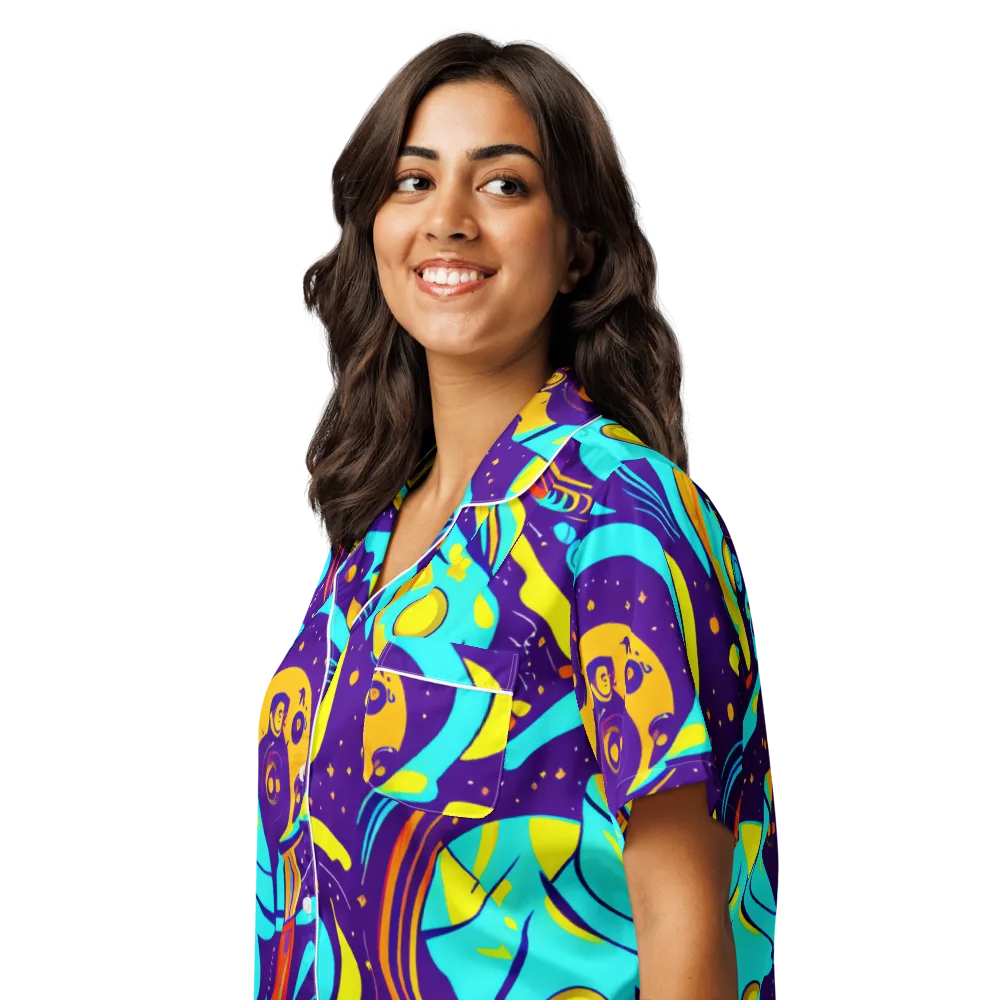 Blasted Bazaar on Women's Short Sleeve Pajama Top — Left Front