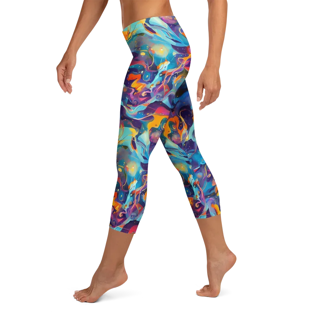 Whimsical Fusion on Capri Leggings — Left