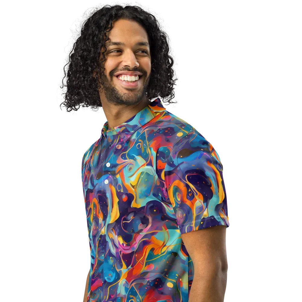Whimsical Fusion on Men's Slim Fit Polo Shirt — Left Front