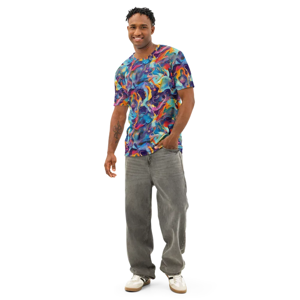 Whimsical Fusion on Men's Cotton Crew Neck T-Shirt — Front