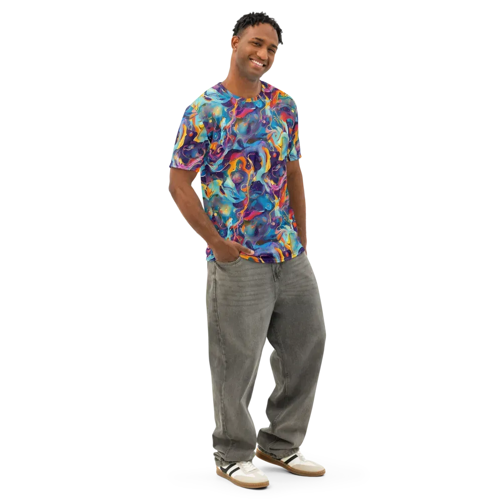 Whimsical Fusion on Men's Cotton Crew Neck T-Shirt — Right Front