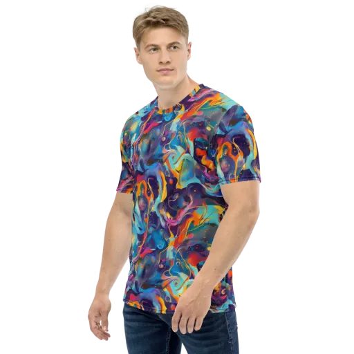 Whimsical Fusion on a Men's Crew Neck T-Shirt