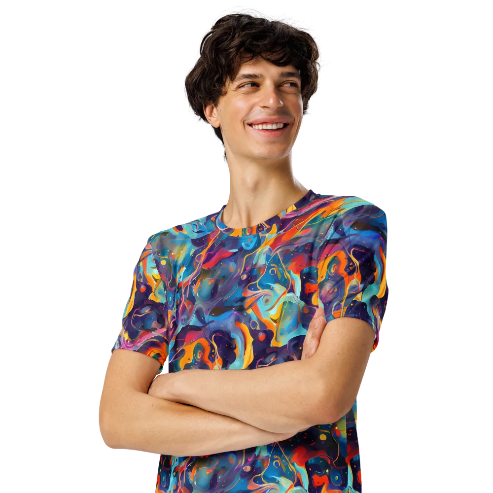 Whimsical Fusion on Men's Crew Neck T-Shirt — Left Front