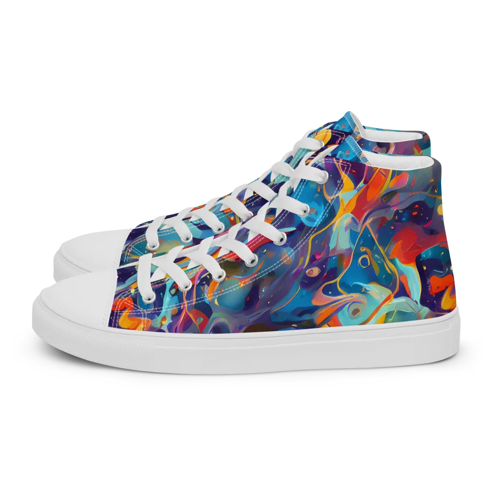 Whimsical Fusion on Men's High Top Canvas Shoes — Left