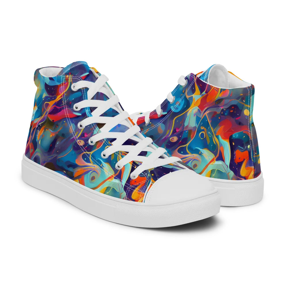 Whimsical Fusion on Men's High Top Canvas Shoes — Right