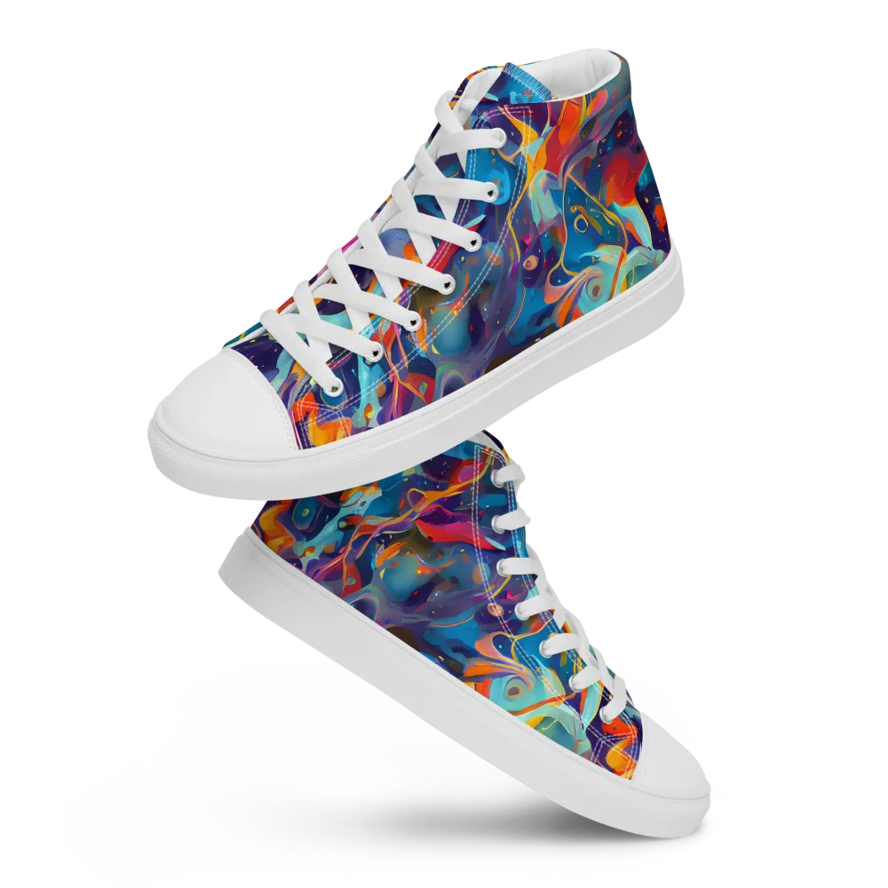 Whimsical Fusion on Men's High Top Canvas Shoes — Front