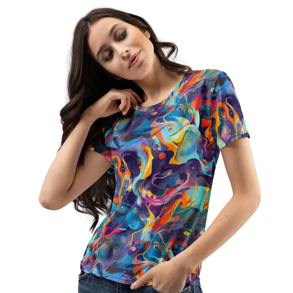Whimsical Fusion on Women's Crew Neck T-Shirt — Left Front