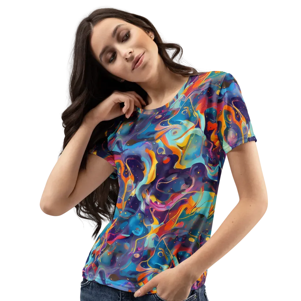 Whimsical Fusion on Women's Crew Neck T-Shirt — Left Front