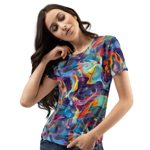 Whimsical Fusion on a Women's Crew Neck T-Shirt