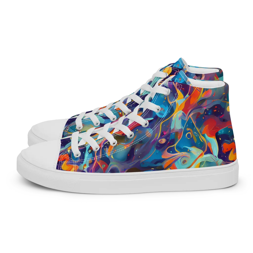 Whimsical Fusion on Women's High Top Canvas Shoes — Left