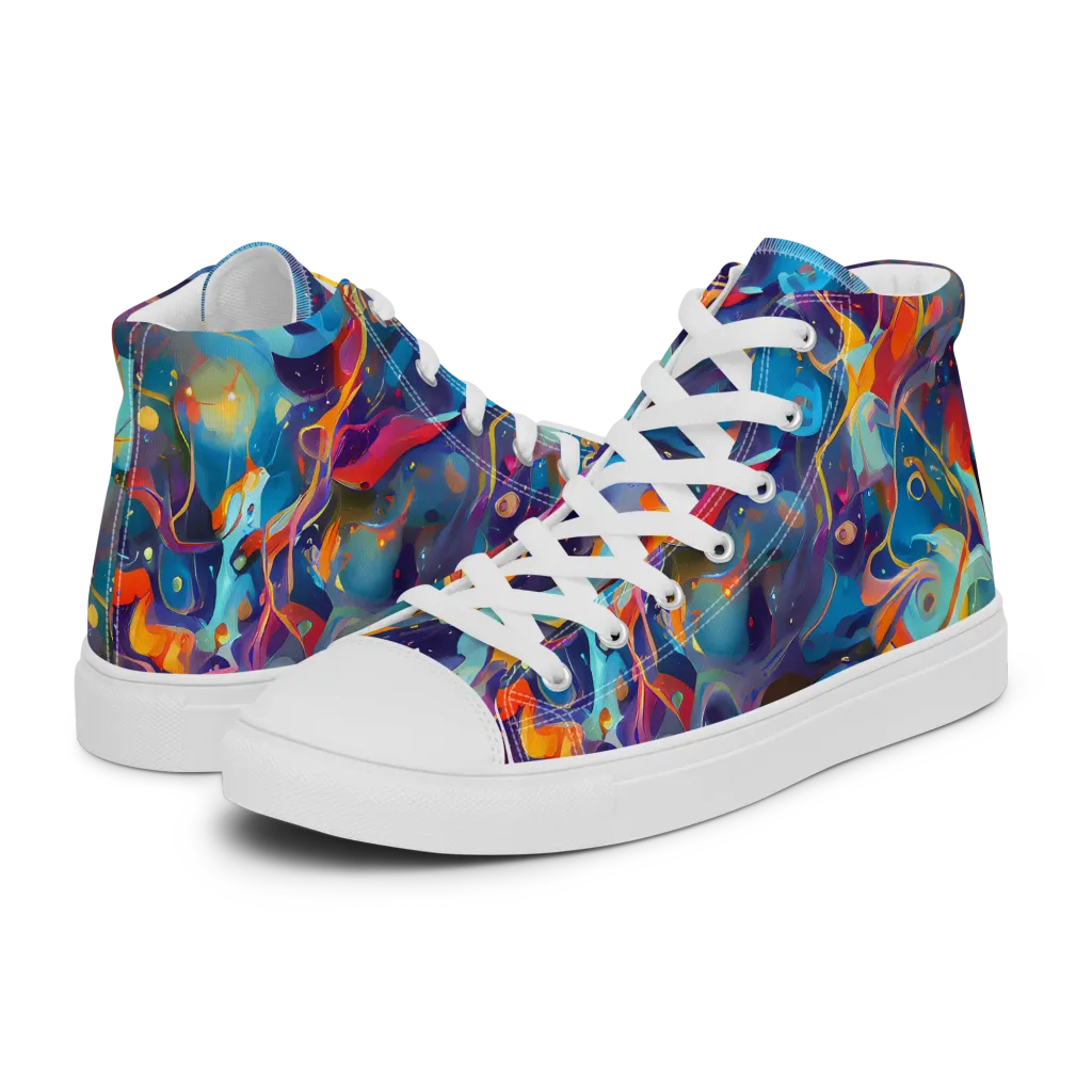 Whimsical Fusion on Women's High Top Canvas Shoes — Left