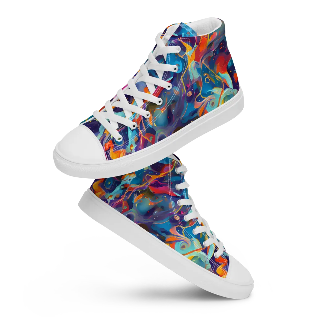 Whimsical Fusion on Women's High Top Canvas Shoes — Front