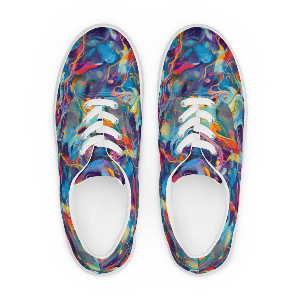Whimsical Fusion on Men's Lace-Up Canvas Shoes — Front