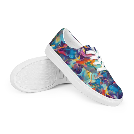 Whimsical Fusion on a Men's Lace-Up Canvas Shoes