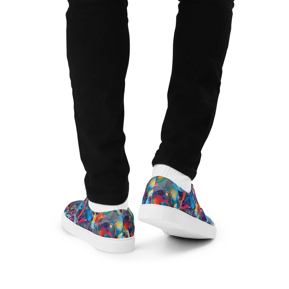 Whimsical Fusion on Men's Lace-Up Canvas Shoes — Back