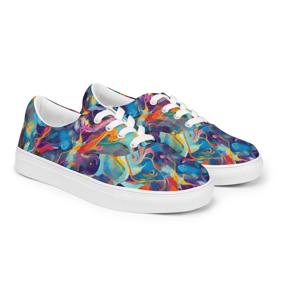 Whimsical Fusion on Men's Lace-Up Canvas Shoes — Right Front