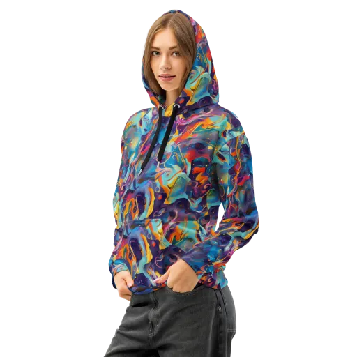 Whimsical Fusion on a Cotton Hoodie