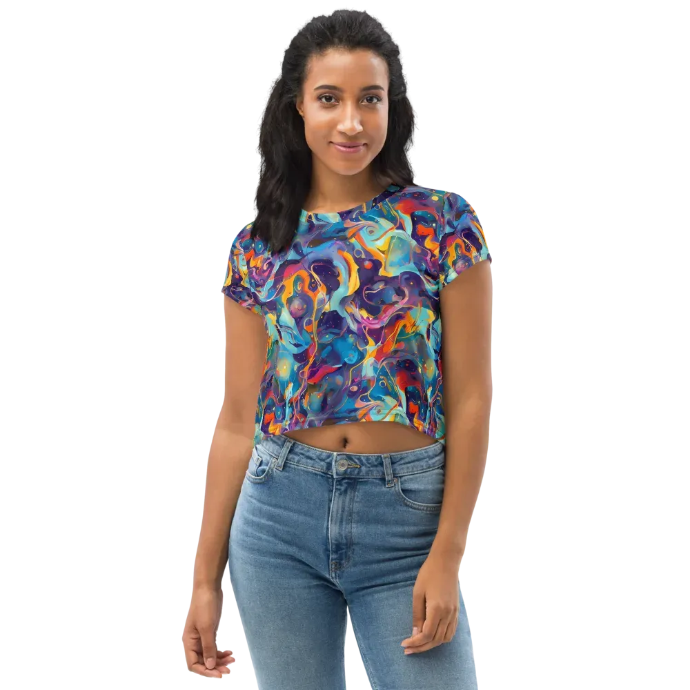 Whimsical Fusion on Crop Tee — Front