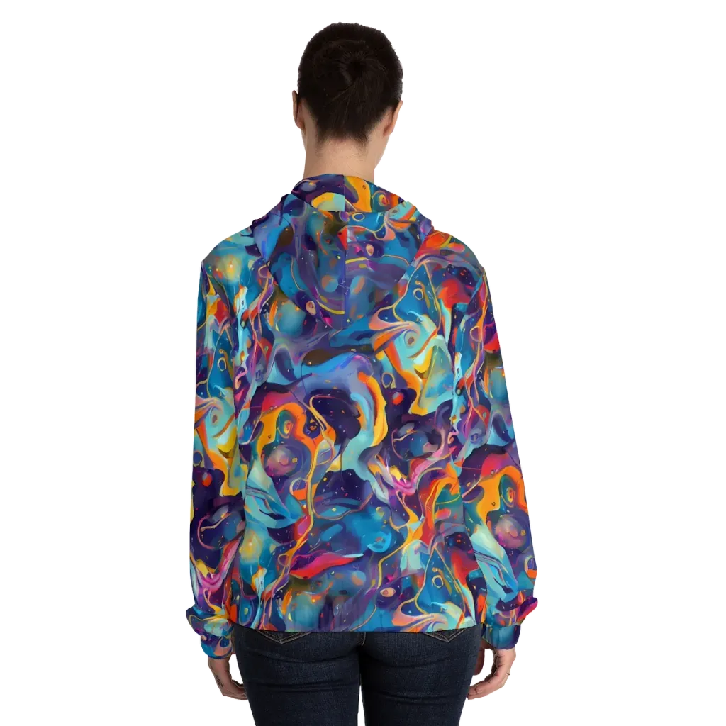 Whimsical Fusion on Women's Full-Zip Hoodie — Back On Person